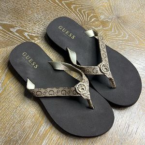 GUESS Brown Logo Thong Sandals 6